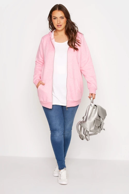 Büyük Beden Boydan Fermuarlı Cepli Uzun Kollu Kapüşonlu Sweatshirt 173418