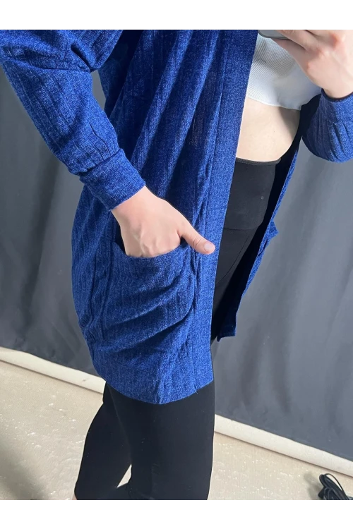 Büyük Beden Önü Kapamasız Cepli Midi Boy Hırka 301750