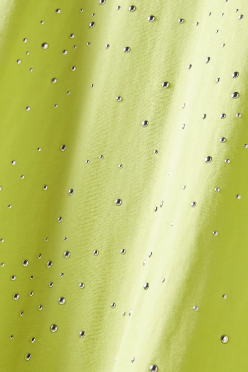 Büyük Beden Üzeri Taş İşlemeli Bisiklet Yaka Kısa Kollu T-shirt 615352