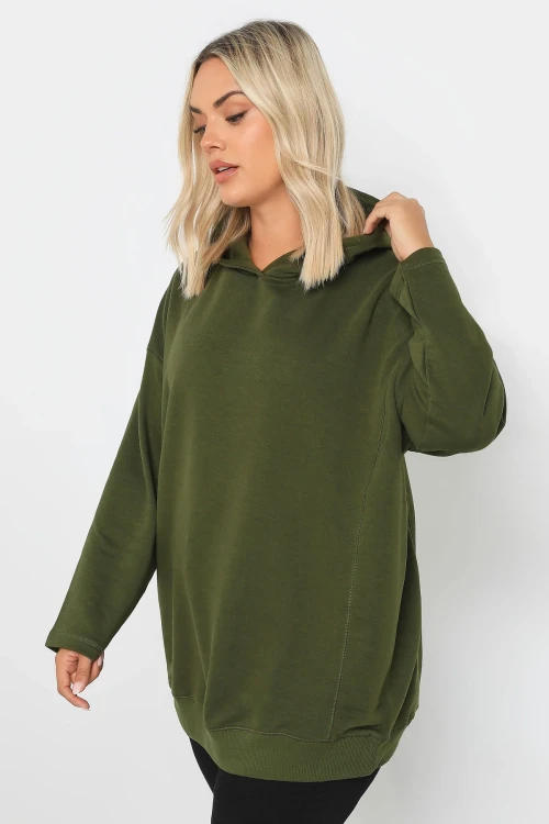 Büyük Beden Uzun Kollu Rahat Kalıp Kapüşonlu Sweatshirt 303555