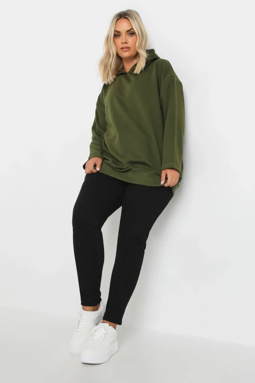 Büyük Beden Uzun Kollu Rahat Kalıp Kapüşonlu Sweatshirt 303555