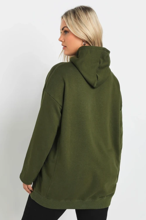 Büyük Beden Uzun Kollu Rahat Kalıp Kapüşonlu Sweatshirt 303555