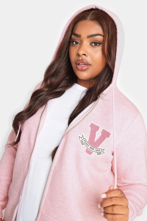 Büyük Beden Uzun Kollu Yakası İşlemeli Cepli Kapüşonlu Sweatshirt 302572