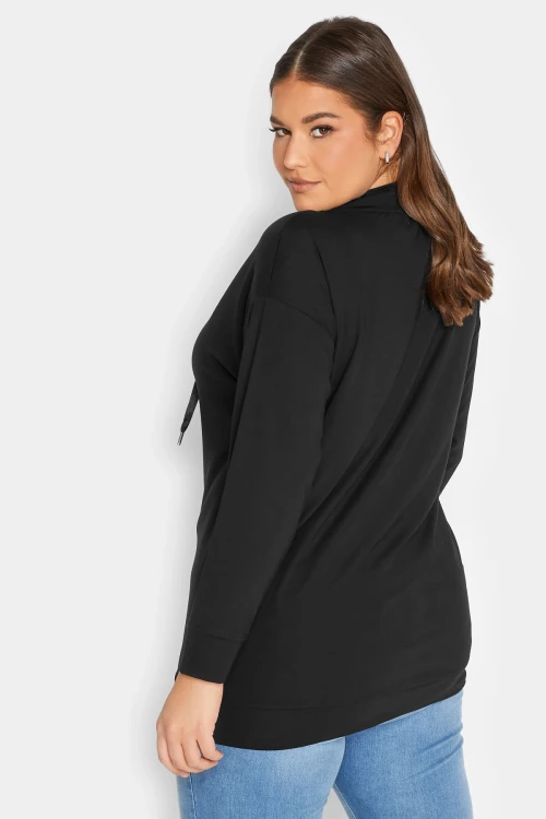 Büyük Beden Yıldız İşlemeli İpli Yaka Uzun Kesim Sweatshirt 301642