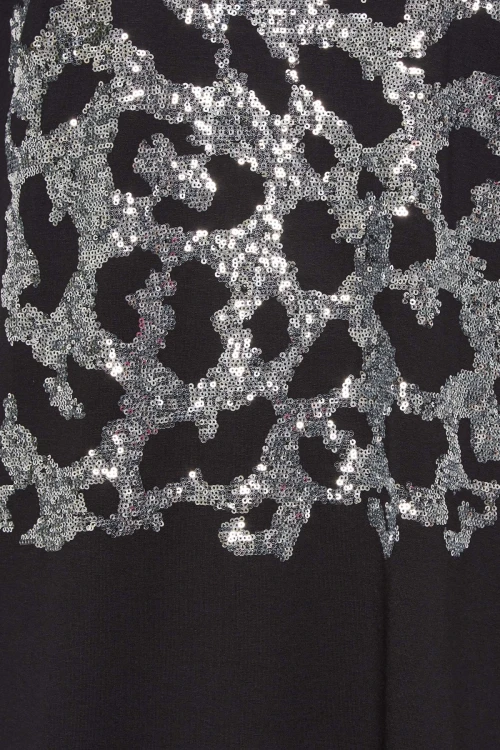 Büyük Beden Yırtmaç Detaylı Payetli T-shirt 302086