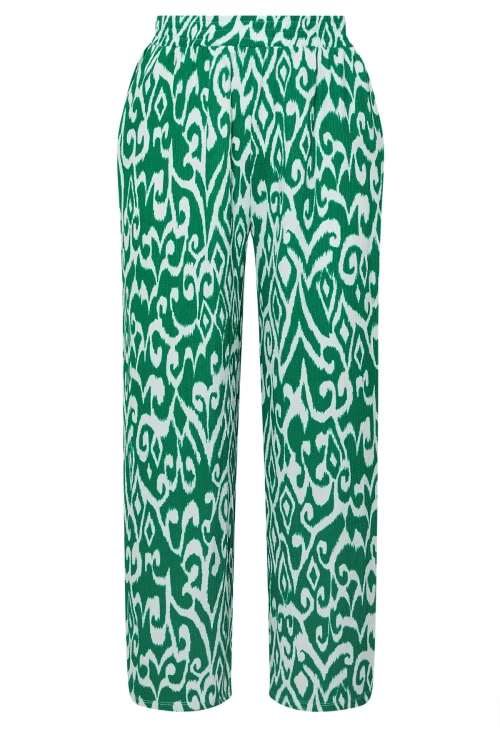 Büyük Beden Beli Lastikli Bol Paça Desenli Cepli Pantolon 303969