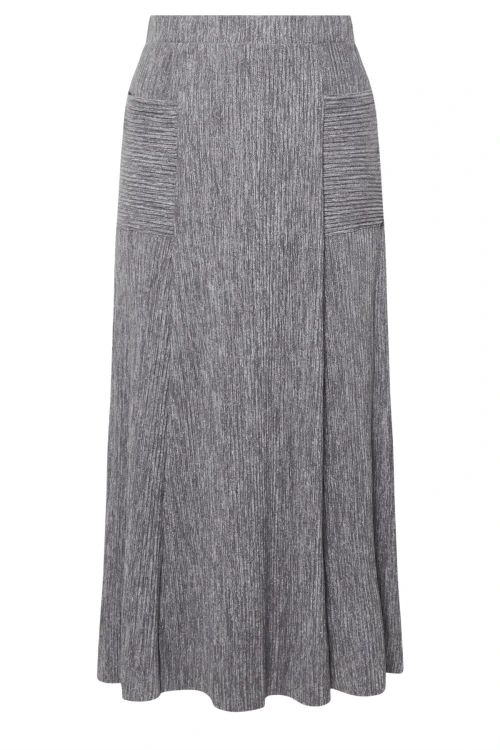 Büyük Beden Beli Lastikli Önden Cepli Fitilli Maxi Etek 303899