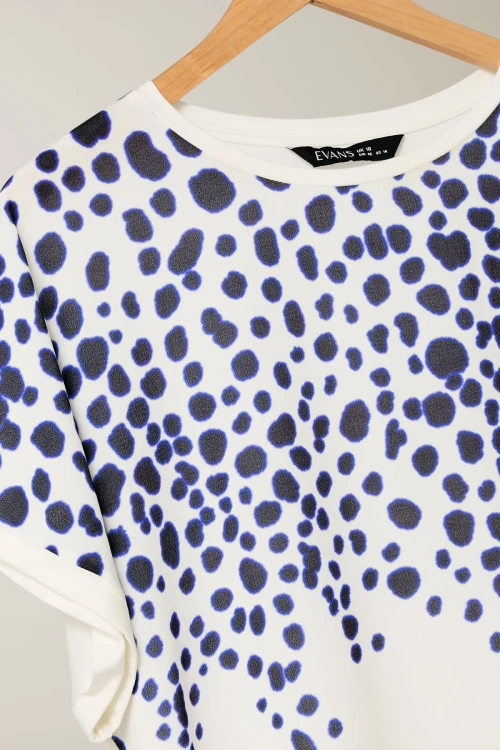 Büyük Beden Bisiklet Yaka Kısa Kollu Çiçek Desenli Bluz 615860