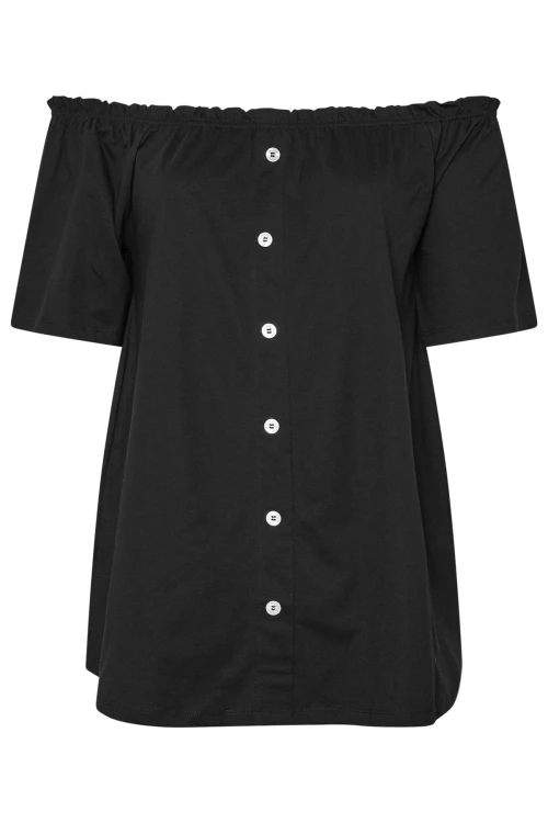 Büyük Beden Düşük Omuz Düğme Detaylı Straplez Bluz 322704