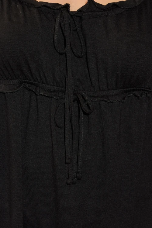 Büyük Beden İnce Askılı Geniş Yakalı Önü Büzgülü Bluz 322693