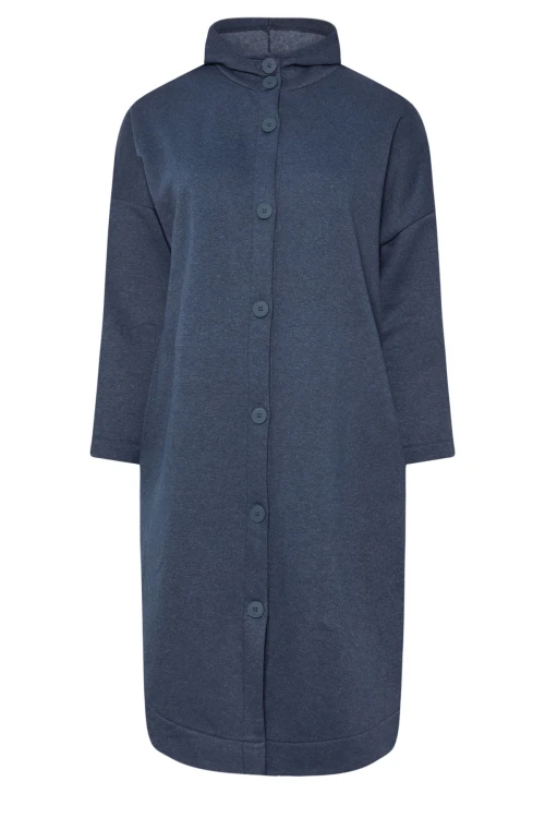 Büyük Beden Kapüşonlu Cepli Önü Düğme Kapamalı Uzun Ceket 303763