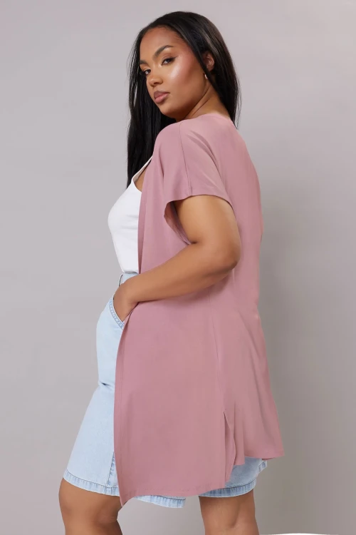 Büyük Beden Kısa Kollu Önü Kapamasız İnce Hırka 322645