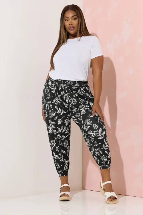 Büyük Beden Paçası ve Beli Lastik Detaylı Cepli Jogger Pantolon 145095