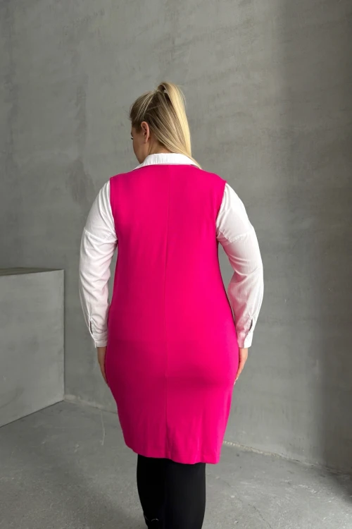 Büyük Beden Sıfır Kol Önü Düğmeli Cep Görünümlü Hırka 300861