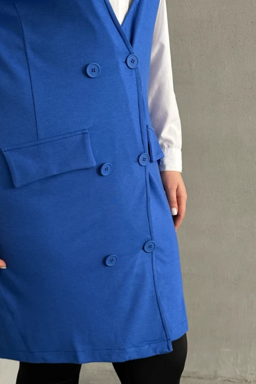 Büyük Beden Sıfır Kol Önü Düğmeli Cep Görünümlü Hırka 300862