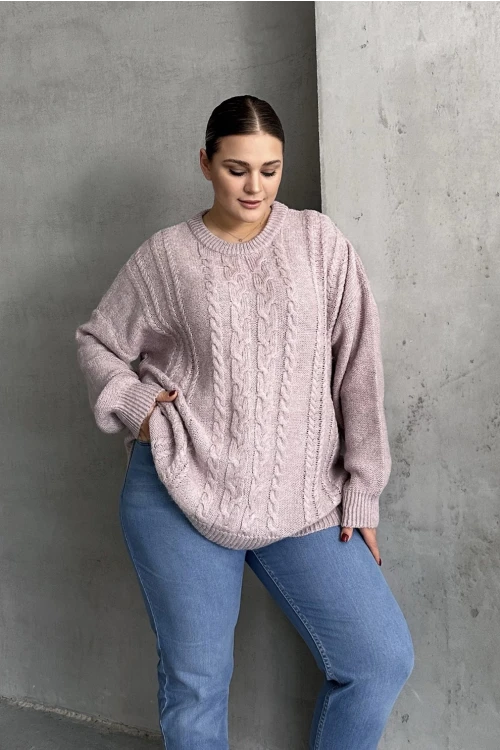 Büyük Beden Uzun Kollu Bisiklet Yaka Triko Kazak DG-05