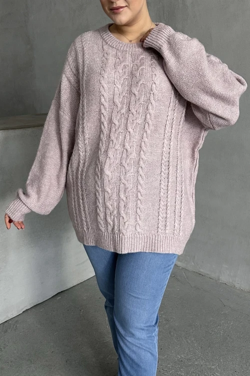 Büyük Beden Uzun Kollu Bisiklet Yaka Triko Kazak DG-05