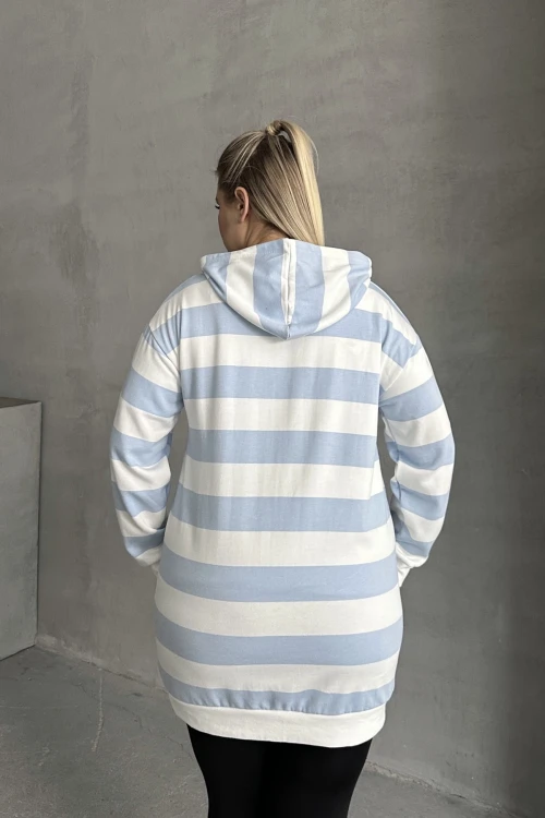 Büyük Beden Uzun Kollu Kapüşonlu Cepli Fermuarlı Hırka 74-104