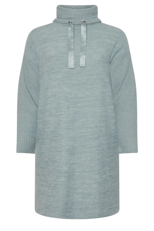 Büyük Beden Uzun Kollu Kapüşonlu Yumuşak Dokulu Sweatshirt Elbise 303590