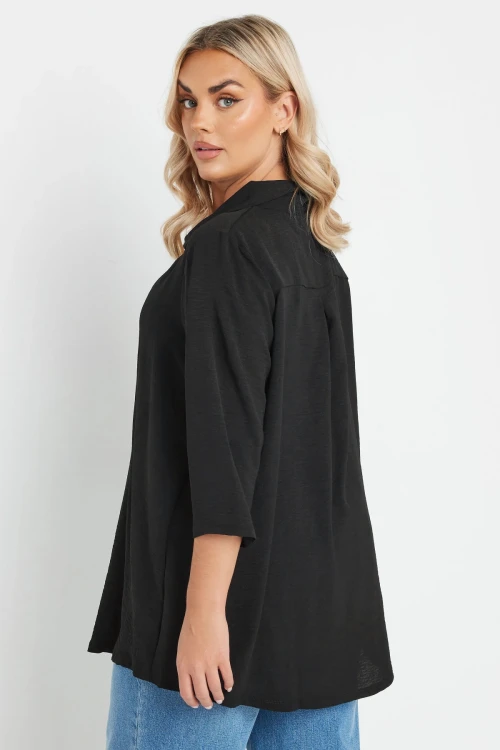 Büyük Beden V Gömlek Yaka Yarım Kollu Salaş Bluz 303922