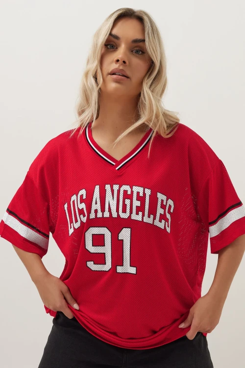 Büyük Beden V Yaka Kısa Kollu Baskılı File T-shirt 303494