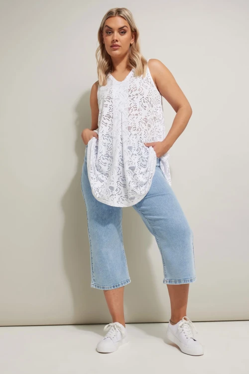 Büyük Beden V Yaka Sıfır Kol Astarsız Dantel Bluz 304098