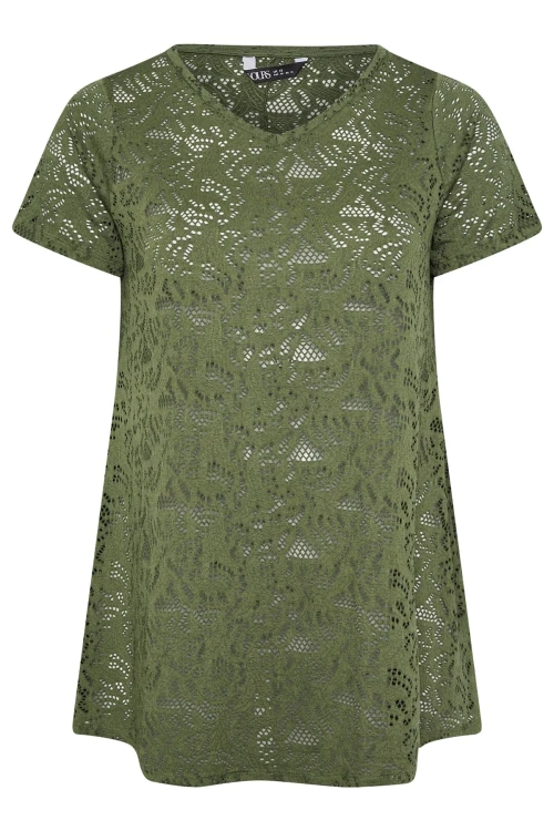 Büyük Beden V Yaka Kolsuz Astarsız Dantel T-shirt 304091