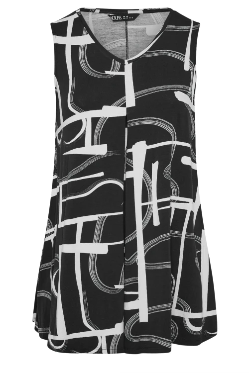 Büyük Beden V Yaka Sıfır Kol Pileli Desenli Likralı Bluz 304105