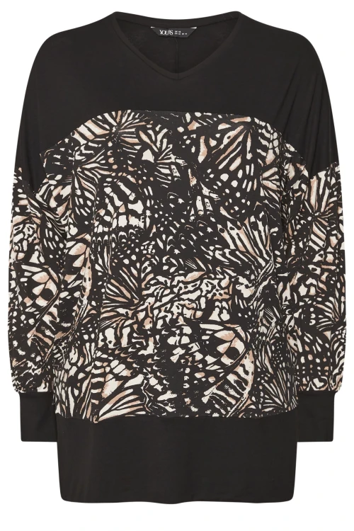 Büyük Beden V Yaka Uzun Kollu Bileği Lastikli Yırtmaçlı Bluz 303724