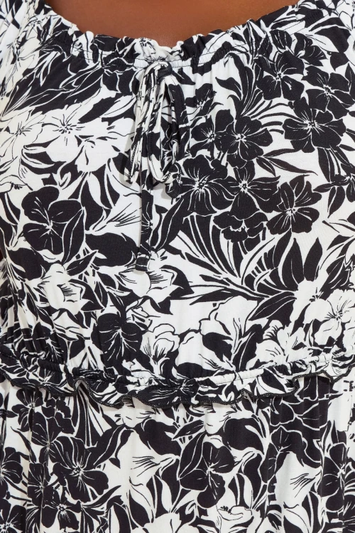 Büyük Beden Yakası Büzgülü Beli Lastikli Uzun Elbise 270238