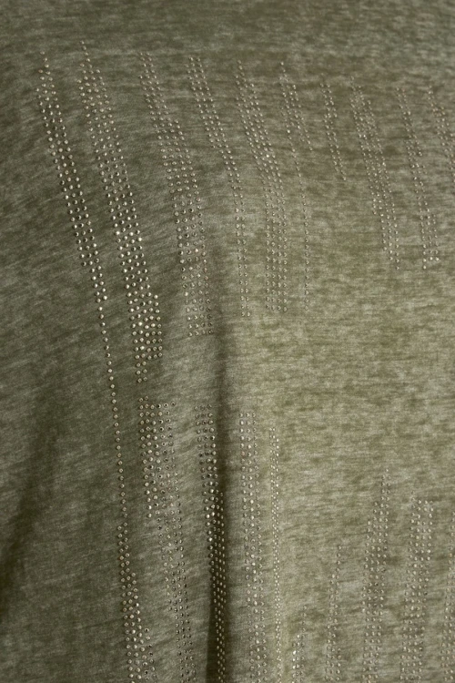 Büyük Beden Yarım Kollu Bisiklet Yaka Taş İşlemeli T-Shirt 173260