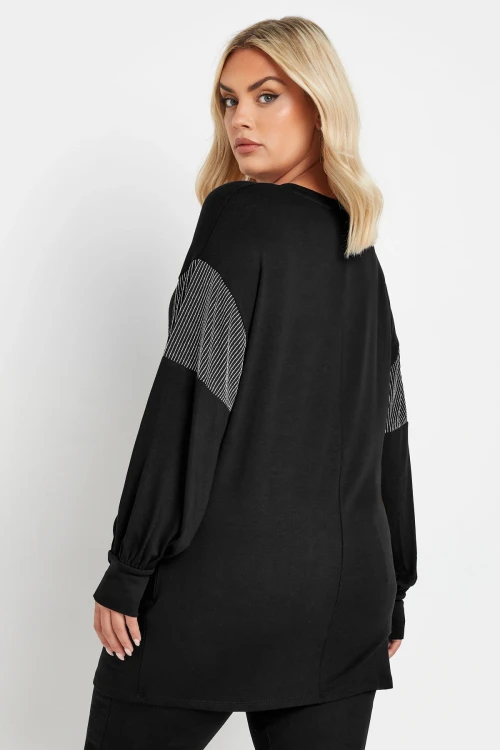 Büyük Beden Yılbaşı Temalı Bisiklet Yaka Uzun Balon Kollu Sweatshirt 285037