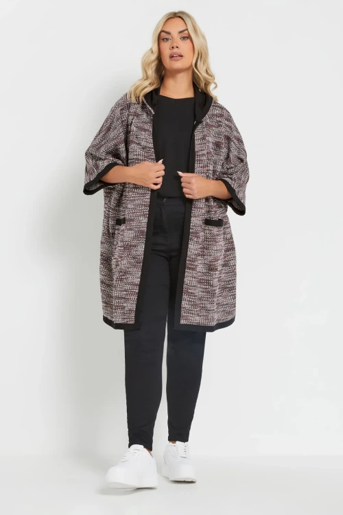 Büyük Beden Yumuşak Dokulu Yarım Kollu Cepli Kapüşonlu Hırka 301796