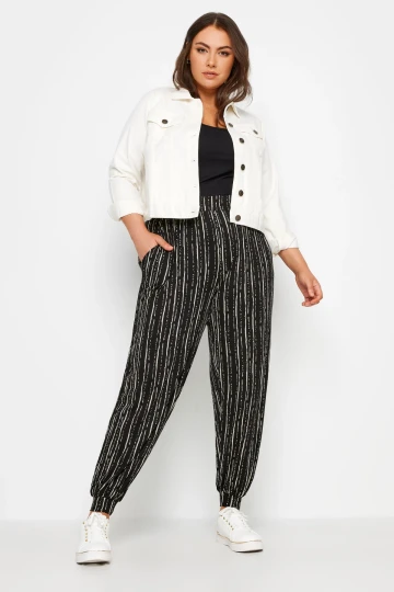 Büyük Beden Paçası ve Beli Lastikli Cepli İnce Pantolon 302587