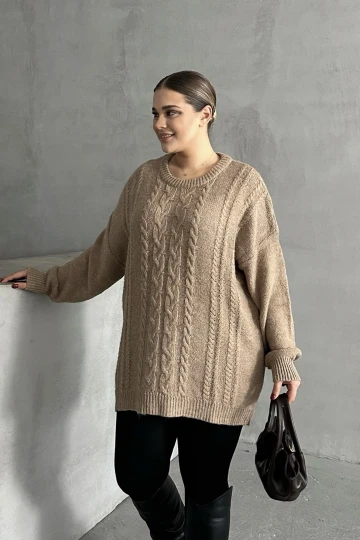 Büyük Beden Uzun Kollu Bisiklet Yaka Triko Kazak DG-05