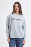 Yazı Baskılı Uzun Kollu Bisiklet Yaka Taş İşlemeli Sweatshirt IZ6489413