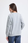 Yazı Baskılı Uzun Kollu Bisiklet Yaka Taş İşlemeli Sweatshirt IZ6489413