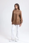 Bisiklet Yaka Omzu Düğme Detaylı Uzun Kollu Balon Kol Sweatshirt MSE11147