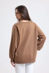Bisiklet Yaka Omzu Düğme Detaylı Uzun Kollu Balon Kol Sweatshirt MSE11147