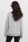 Boncuk İşlemeli Bisiklet Yaka Uzun Kollu Yumuşak Dokulu Örme Sweatshirt IZ6505