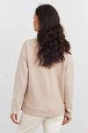 Boncuk İşlemeli Bisiklet Yaka Uzun Kollu Yumuşak Dokulu Örme Sweatshirt IZ6505