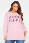 Büyük Beden Yazı Baskılı Bisiklet Yaka Sweatshirt 173598