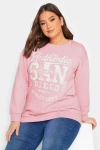 Büyük Beden Önü Yazı Baskılı Bisiklet Yaka Sweatshirt 301939