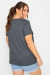 Büyük Beden Yazı Baskılı Yarım Kollu Bisiklet Yaka T-shirt 302198