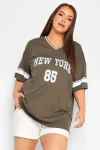 Büyük Beden Önü Baskılı V Yaka Yarım Kollu Uzun Kesim T-Shirt 321020