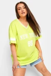 Büyük Beden Önü Baskılı V Yaka Yarım Kollu Uzun Kesim T-Shirt 321021