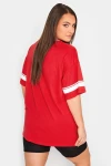 Büyük Beden Önü Baskılı V Yaka Yarım Kollu Uzun Kesim T-Shirt 321023