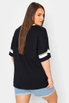 Büyük Beden Önü Baskılı V Yaka Yarım Kollu Uzun Kesim T-Shirt 321024