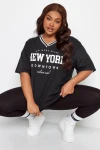 Büyük Beden Önü Baskılı V Yaka Yarım Kollu Uzun Kesim T-Shirt 302504