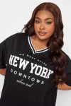 Büyük Beden Önü Baskılı V Yaka Yarım Kollu Uzun Kesim T-Shirt 302504
